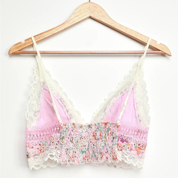 Emma Pink Multi Floral Print Eyelet Lace Bralette - Picture 5 of 6